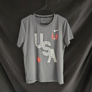 Nike Gray USA Graphic Tee with Red Accents